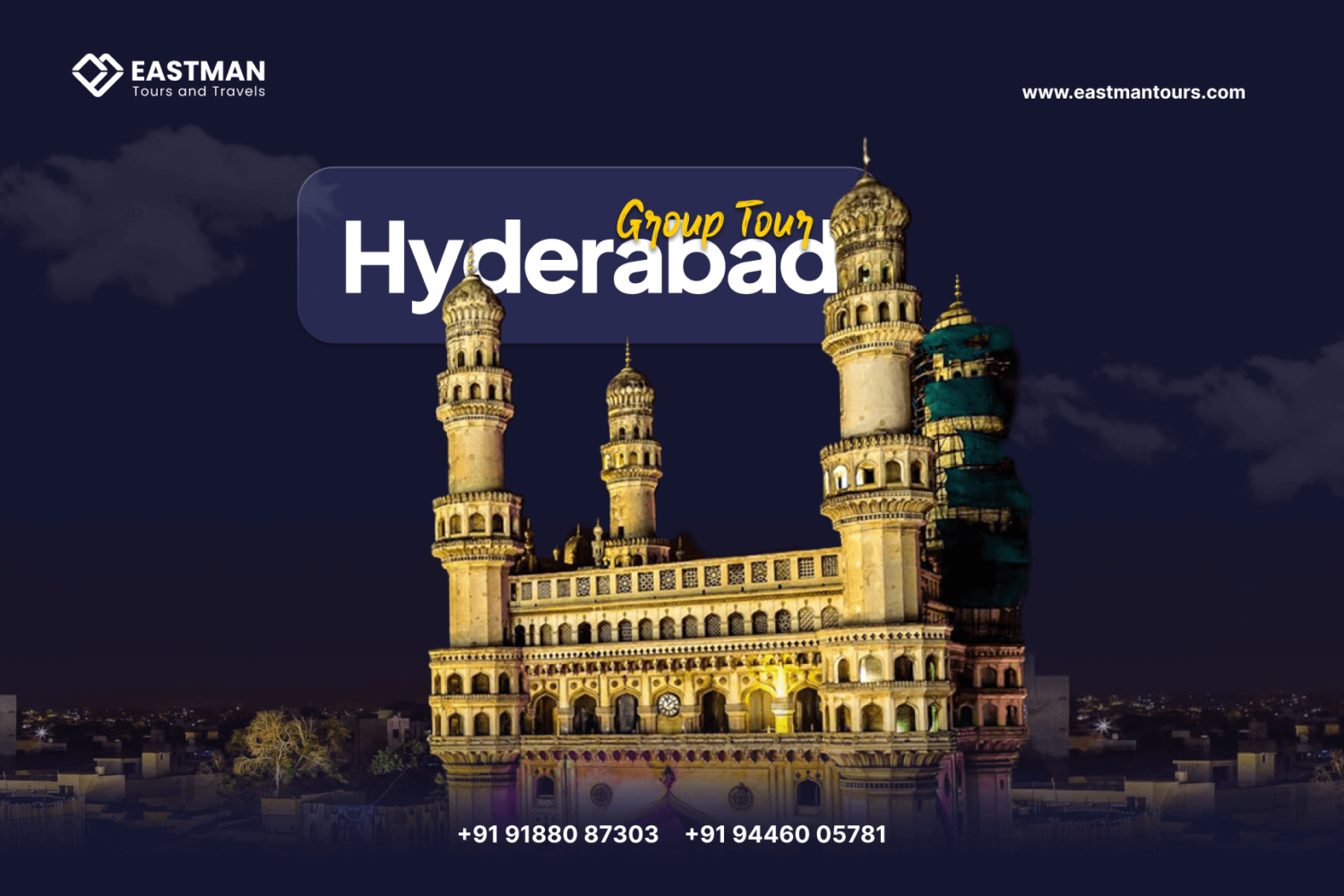 Hyderabad domestic tour with visits to Charminar, Golconda Fort, Ramoji Film City, and more